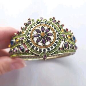 Heidi Daus Bracelet Hinge Gold Bronze Kaleidoscope French Twist Green Purple New